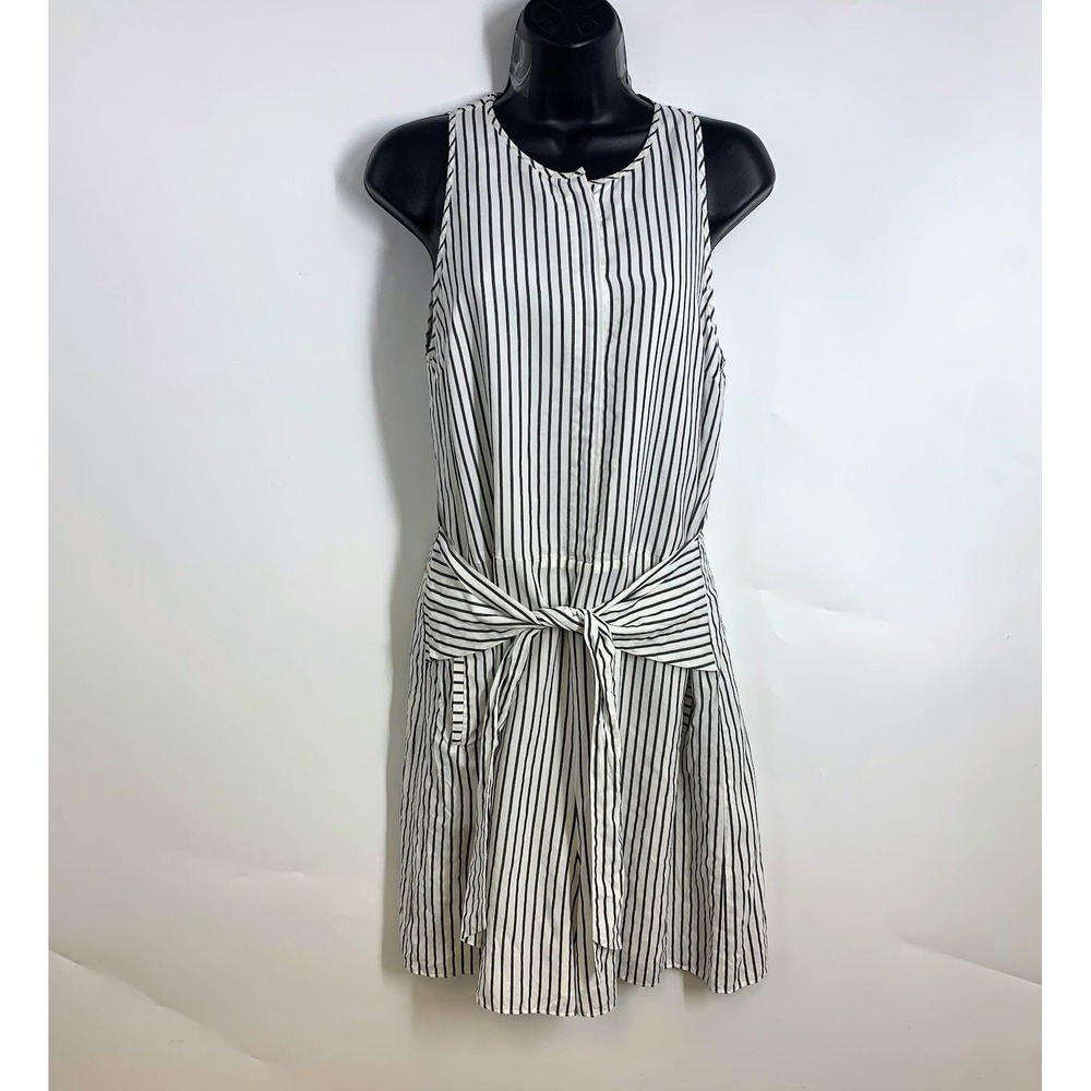 Grey Jason Wu‎ Womens Striped Sleeveless Belted Shirt Dress Knee Length Size 4